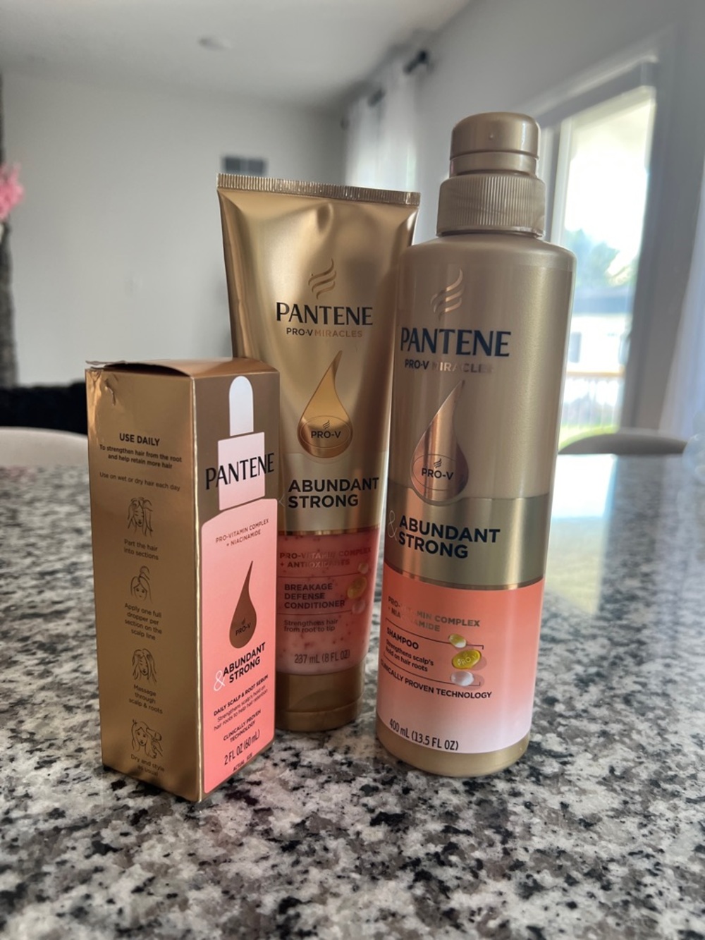 Pantene Abundant & Strong Anti-Hair Loss System - shampoo, conditioner, + serum
